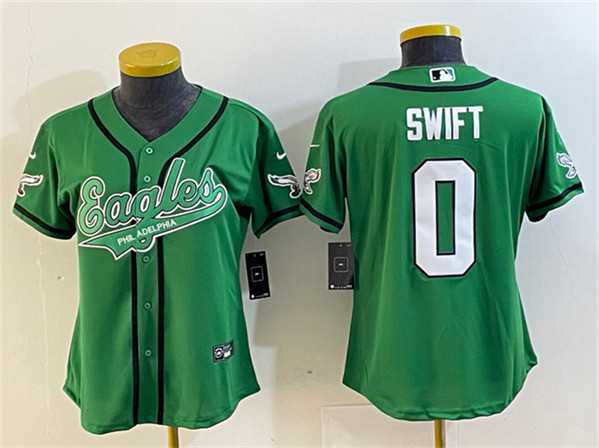Women%27s Philadelphia Eagles #0 D%27andre Swift Green Cool Base Stitched Baseball Jersey(Run Small)